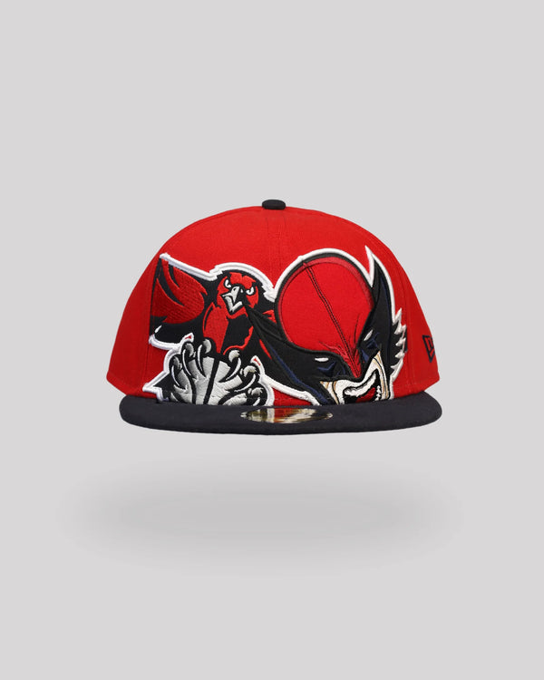 Gorra 59FIFTY Atlanta Hawks x Marvel Wolverine – Roja / Azul Marino